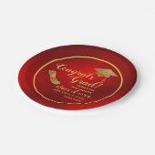 Red and Gold Class of 2025 Abschluss Pappteller (Schrägansicht)