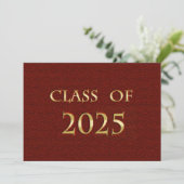 Red and Gold Class of 2025 Card Einladung (Stehend Vorderseite)
