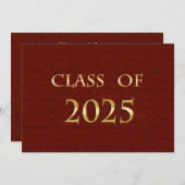 Red and Gold Class of 2025 Card Einladung (Vorne/Hinten)