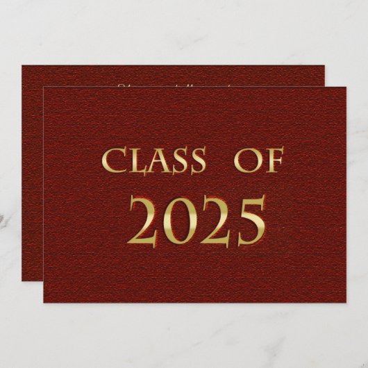 Red and Gold Class of 2025 Card Einladung (Vorne/Hinten)