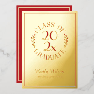 Red and Gold Class of 2025 Graduation Party Folieneinladung