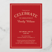 Red and Gold Class of 2025 Graduation Party Folieneinladung (Rückseite)