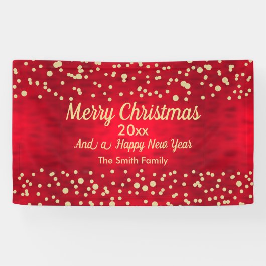Red and Gold Confetti Weihnachtsmuster Banner (Horizontal)