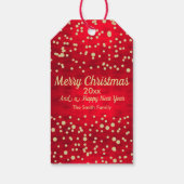 Red and Gold Confetti Weihnachtsmuster Geschenkanhänger (Rückseite)