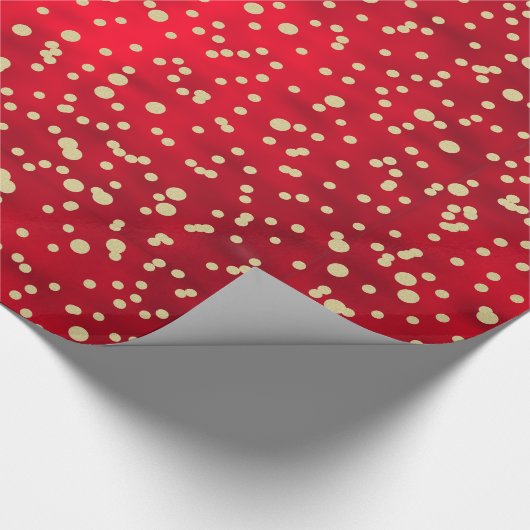 Red and Gold Confetti Weihnachtsmuster Geschenkpapier (Ecke)