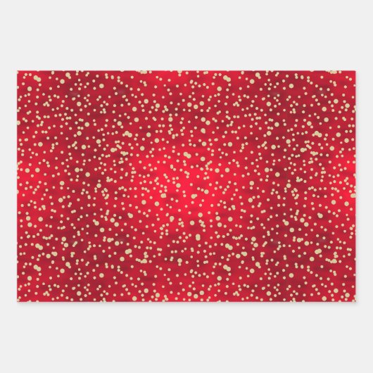 Red and Gold Confetti Weihnachtsmuster Geschenkpapier Set (Vorderseite 3)