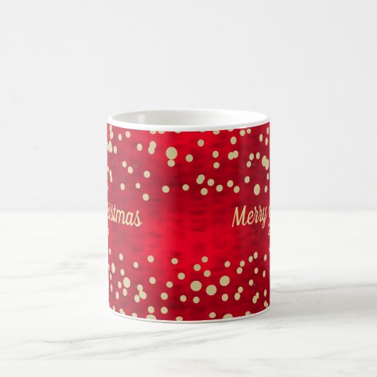 Red and Gold Confetti Weihnachtsmuster Kaffeetasse (Mittel)