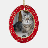 Red and Gold Confetti Weihnachtsmuster Keramik Ornament (Rechts)