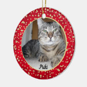 Red and Gold Confetti Weihnachtsmuster Keramik Ornament (Links)