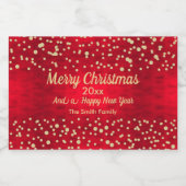 Red and Gold Confetti Weihnachtsmuster Lebensmitteletikett (Einzelnes Label)