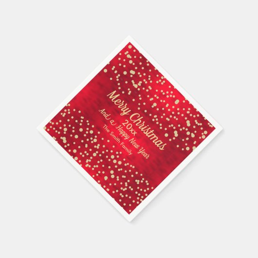 Red and Gold Confetti Weihnachtsmuster Serviette (Ecke)