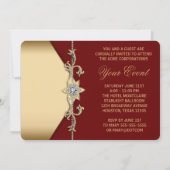 Red and Gold Corporate Party Einladung (Rückseite)