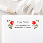 Red and Gold Daisy Etching Custom Rücksendeadresse (Insitu)