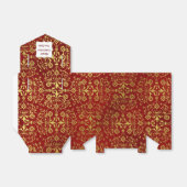 Red and Gold Damask Holiday Zelt Gefallen Geschenk Geschenkschachtel (Ungefaltet)