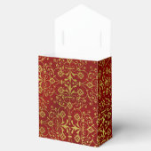 Red and Gold Damask Holiday Zelt Gefallen Geschenk Geschenkschachtel (Geöffnet)