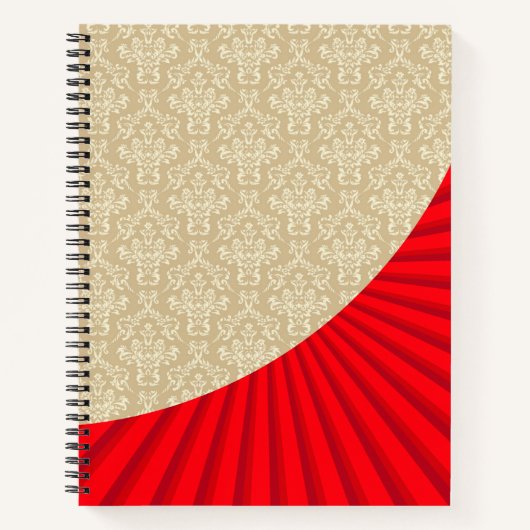 Red and Gold Damask Sunburst Notizblock (Vorderseite)