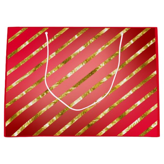 Red and Gold Diagonal Striping Geschenktasche Große Geschenktüte (Vorderseite)