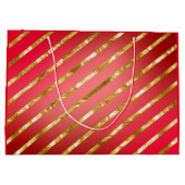 Red and Gold Diagonal Striping Geschenktasche Große Geschenktüte (Rückseite)