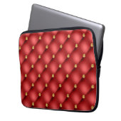 Red and Gold Diamond Tufted Leather Texture Luxury Laptopschutzhülle (Vorderseite Links)