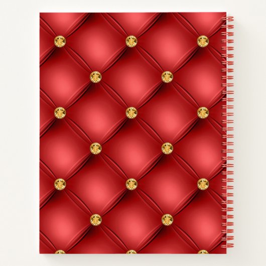 Red and Gold Diamond Tufted Leather Texture Luxury Notizblock (Rückseite)