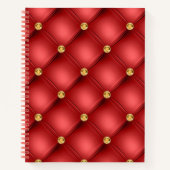 Red and Gold Diamond Tufted Leather Texture Luxury Notizblock (Vorderseite)