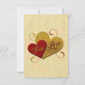 Red and Gold Double Heart Wedding RSVP Card Karte (Rückseite)