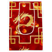 Red and Gold Dragon Mittlere Geschenktüte (Rückseite)