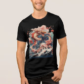 Red and Gold Dragon Over Stormy Sea Tri-Blend Shirt (Vorderseite)