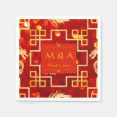 Red and Gold Dragon Wedding Cocktail Napkins Serviette (Vorderseite)