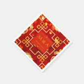 Red and Gold Dragon Wedding Cocktail Napkins Serviette (Ecke)