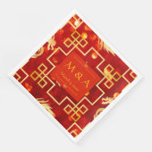 Red and Gold Dragon Wedding Dinner Napkins Serviette (Ecke)
