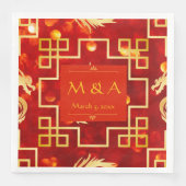 Red and Gold Dragon Wedding Dinner Napkins Serviette (Vorderseite)