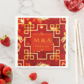 Red and Gold Dragon Wedding Dinner Napkins Serviette (Beispiel)