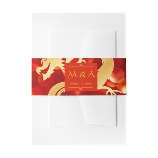 Red and Gold Dragon Wedding Einladungsbanderole (Vorderseite Beispiel)
