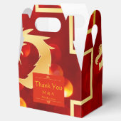 Red and Gold Dragon Wedding Gable Favor Box Geschenkschachtel (Geöffnet)
