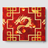 Red and Gold Dragon Wedding Guest Book Gästebuch (Rückseite)