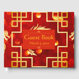 Red and Gold Dragon Wedding Guest Book Gästebuch