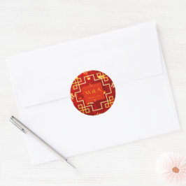 Red and Gold Dragon Wedding Runder Aufkleber