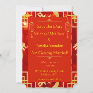 Red and Gold Dragon Wedding Save the Date
