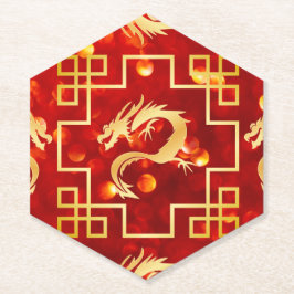 Red and Gold Dragon Wedding Untersetzer