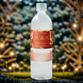 Red and Gold Dragon Wedding Wasserflaschenetikett