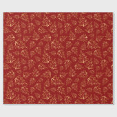 Red and Gold Elegant Christmas Trees Geschenkpapier (Flach)