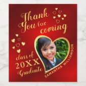 Red and Gold Elegant Vielen Dank 2025 Abschluss Weinetikett (Einzelnes Label)