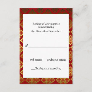 Red and Gold Elegante Response Card RSVP Karte