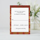 Red and Gold Elegante Response Card RSVP Karte (Stehend Vorderseite)