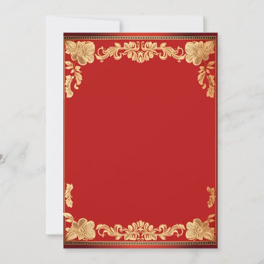 Red and gold elephants Indian wedding reception Einladung (Rückseite)