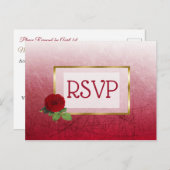 Red and Gold Faded Rose Wedding RSVP Postkarten (Vorne/Hinten)