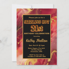 Red and Gold Flaming Hot 21. Geburtstag Einladung