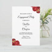 Red and Gold Flor Engagement Party Einladung (Stehend Vorderseite)