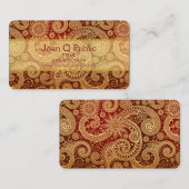 Red and Gold Floral DAMASK Muster Visitenkarte (Vorne/Hinten)